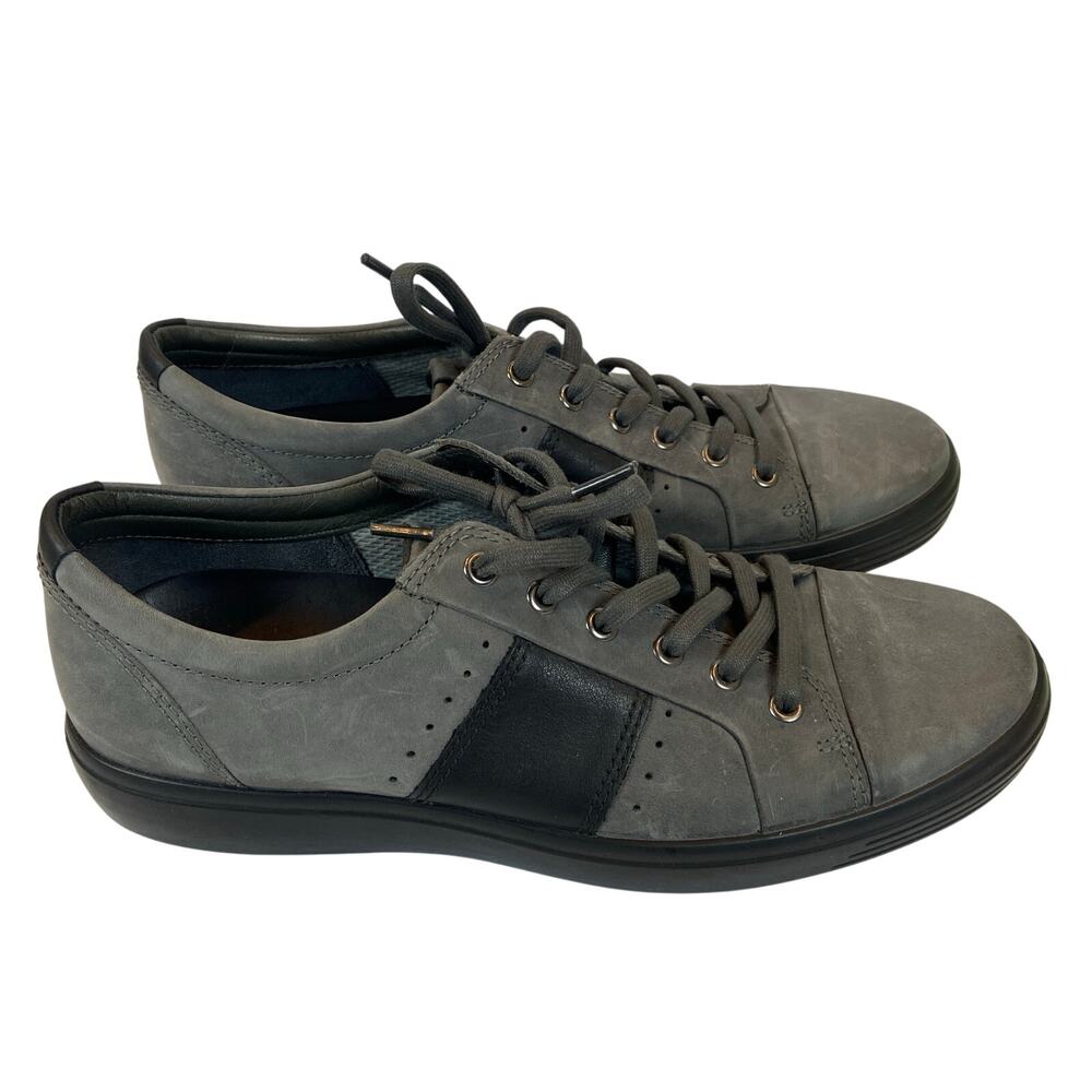 Ecco Men's Gray Casual Lace Up Sneakers Low Top Leather Size 9 - Picture 1 of 9